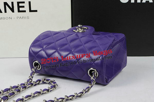 Chanel Classic MINI Flap Bag Violet Original Sheep Leather CF1115 Silver Chanel Classic MINI Flap Bag Violet Original Sheep Leather CF1115 Silver