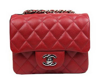 Chanel Classic MINI Flap Bag CF1115 Red Cannage Pattern Silver Chanel Classic MINI Flap Bag CF1115 Red Cannage Pattern Silver