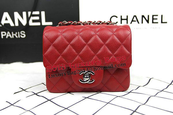 Chanel Classic MINI Flap Bag CF1115 Red Cannage Pattern Silver Chanel Classic MINI Flap Bag CF1115 Red Cannage Pattern Silver