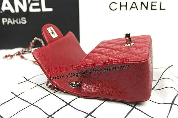 Chanel Classic MINI Flap Bag CF1115 Red Cannage Pattern Silver Chanel Classic MINI Flap Bag CF1115 Red Cannage Pattern Silver