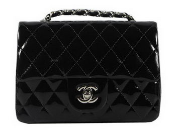 Chanel Classic MINI Flap Bag CF1119 Black Patent Leather Silver Chanel Classic MINI Flap Bag CF1119 Black Patent Leather Silver
