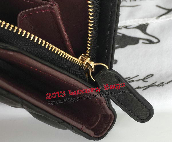 Chanel Matelasse Bi-Fold Wallet Black Sheepskin Leater A48667 Gold Chanel Matelasse Bi-Fold Wallet Black Sheepskin Leater A48667 Gold