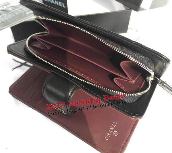 Chanel Matelasse Bi-Fold Wallet Black Sheepskin Leater A48667 Silver Chanel Matelasse Bi-Fold Wallet Black Sheepskin Leater A48667 Silver