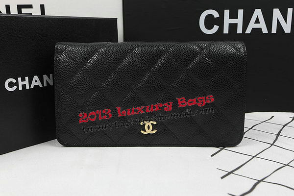 Chanel Bi-Fold Wallet Black Original Cannage Pattern A31509 Gold Chanel Bi-Fold Wallet Black Original Cannage Pattern A31509 Gold