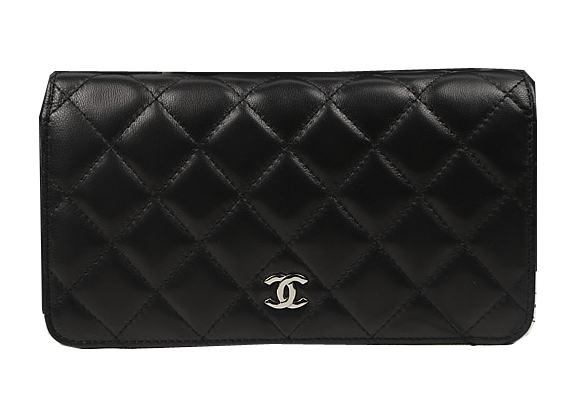 Chanel Bi-Fold Wallet Black Original Sheepskin A31509 Silver