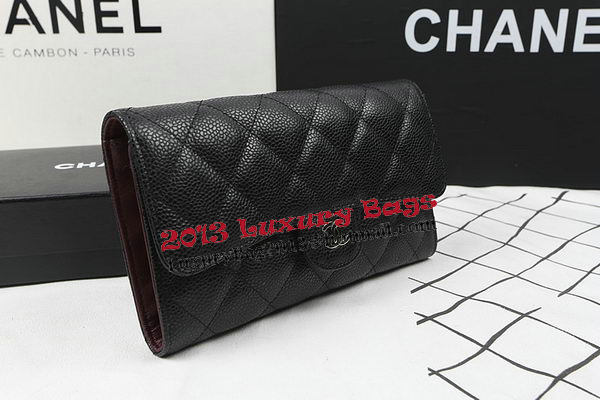 Chanel Tri-Fold Wallet Black Original Cannage Pattern A31506 Silver Chanel Tri-Fold Wallet Black Original Cannage Pattern A31506 Silver