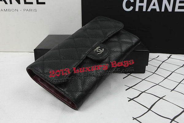 Chanel Tri-Fold Wallet Black Original Cannage Pattern A31506 Silver Chanel Tri-Fold Wallet Black Original Cannage Pattern A31506 Silver