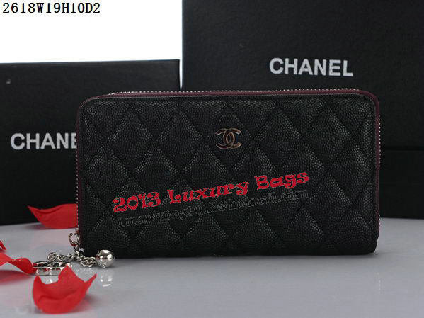 Chanel Matelasse Zip Around Wallet Cannage Pattern A2618 Black Chanel Matelasse Zip Around Wallet Cannage Pattern A2618 Black