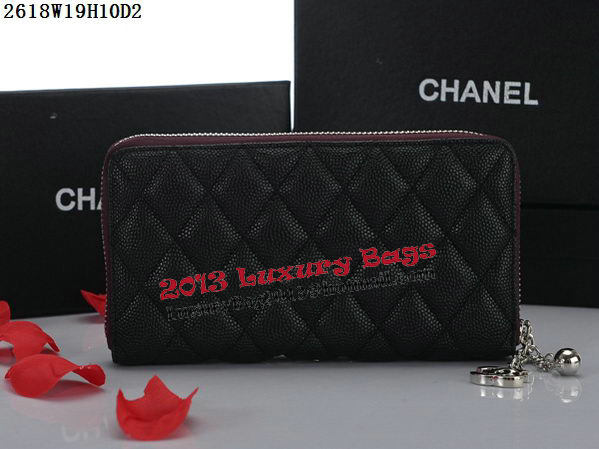 Chanel Matelasse Zip Around Wallet Cannage Pattern A2618 Black Chanel Matelasse Zip Around Wallet Cannage Pattern A2618 Black