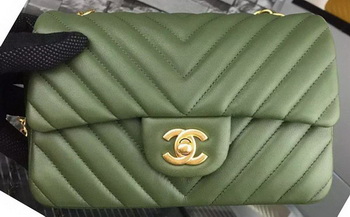 Chanel mini Classic Flap Bag Green Original Sheepskin Chevron Leather CHA5500 Gold Chanel mini Classic Flap Bag Green Original Sheepskin Chevron Leather CHA5500 Gold