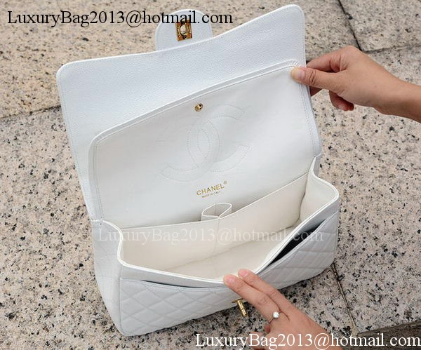 Chanel Jumbo Classic White Cannage Pattern Flap Bag A58600 Gold Chanel Jumbo Classic White Cannage Pattern Flap Bag A58600 Gold