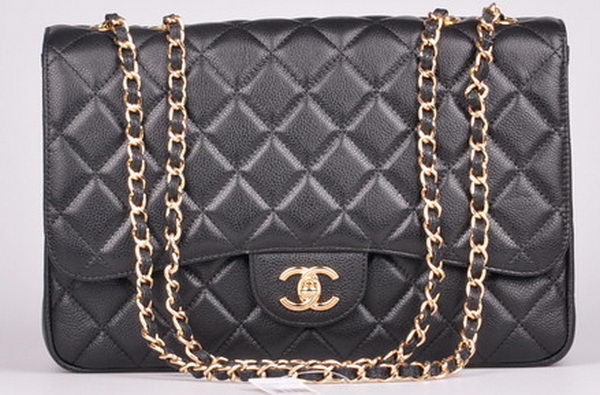 Chanel Jumbo Flap Bag Black Cannage Pattern A28600 Gold