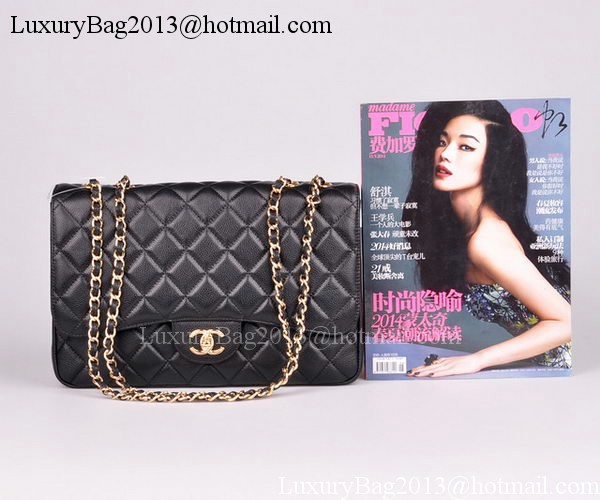 Chanel Jumbo Flap Bag Black Cannage Pattern A28600 Gold Chanel Jumbo Flap Bag Black Cannage Pattern A28600 Gold