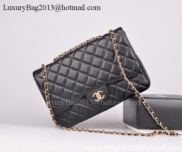 Chanel Jumbo Flap Bag Black Cannage Pattern A28600 Gold Chanel Jumbo Flap Bag Black Cannage Pattern A28600 Gold