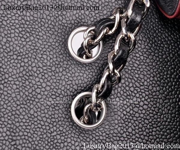 Chanel Jumbo Flap Bag Black Cannage Pattern A28600 Silver Chanel Jumbo Flap Bag Black Cannage Pattern A28600 Silver