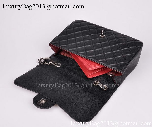 Chanel Jumbo Flap Bag Black Cannage Pattern A28600 Silver Chanel Jumbo Flap Bag Black Cannage Pattern A28600 Silver