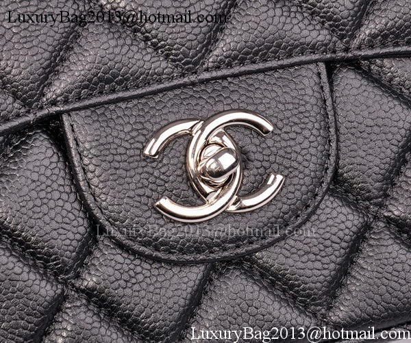 Chanel Jumbo Flap Bag Black Cannage Pattern A28600 Silver Chanel Jumbo Flap Bag Black Cannage Pattern A28600 Silver