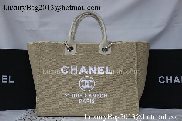 Chanel Large Canvas Tote Shopping Bag A67002 Apricot Chanel Large Canvas Tote Shopping Bag A67002 Apricot