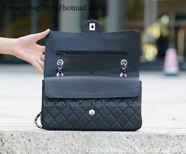 Chanel Classic Flap Bag Black Cannage Pattern A1113 Silver Chanel Classic Flap Bag Black Cannage Pattern A1113 Silver