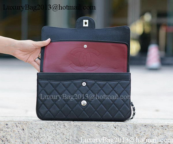 Chanel Classic Flap Bag Black Cannage Pattern A1113 Silver Chanel Classic Flap Bag Black Cannage Pattern A1113 Silver