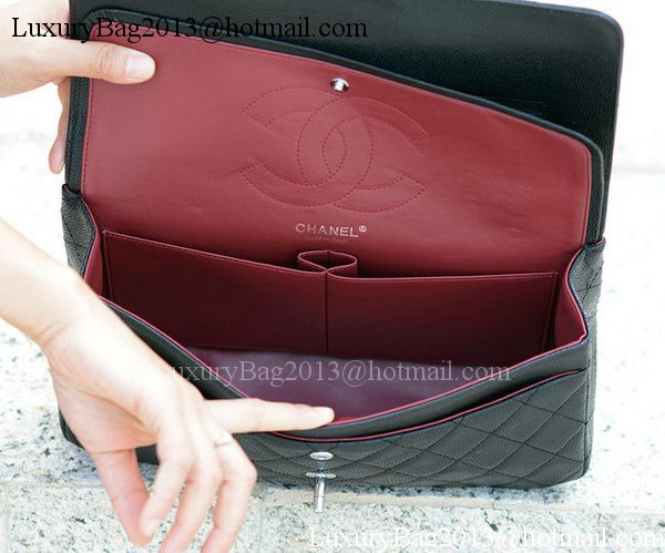 Chanel Classic Flap Bag Black Cannage Pattern A1113 Silver Chanel Classic Flap Bag Black Cannage Pattern A1113 Silver