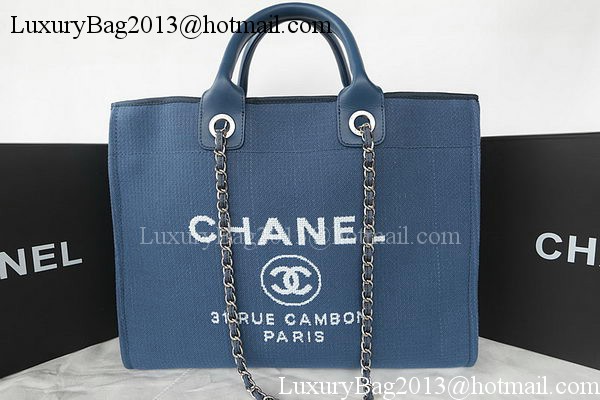 Chanel Large Canvas Tote Shopping Bag A67002 Blue Chanel Large Canvas Tote Shopping Bag A67002 Blue