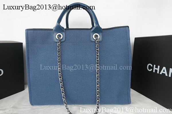 Chanel Large Canvas Tote Shopping Bag A67002 Blue Chanel Large Canvas Tote Shopping Bag A67002 Blue