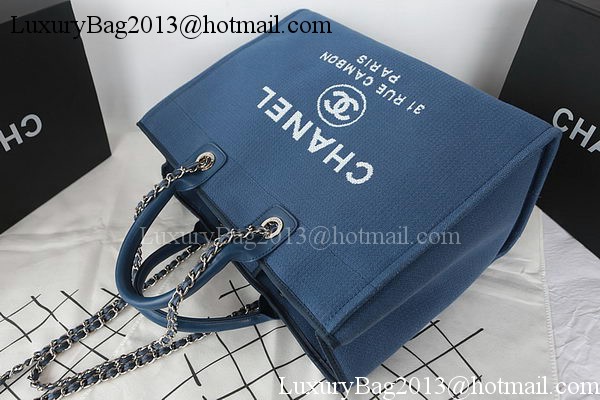 Chanel Large Canvas Tote Shopping Bag A67002 Blue Chanel Large Canvas Tote Shopping Bag A67002 Blue