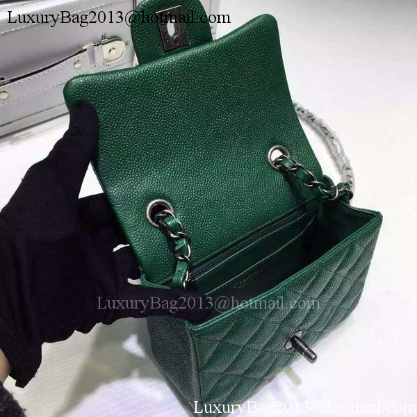 Chanel Classic MINI Flap Bag Litchi Leather A6874 Green Chanel Classic MINI Flap Bag Litchi Leather A6874 Green