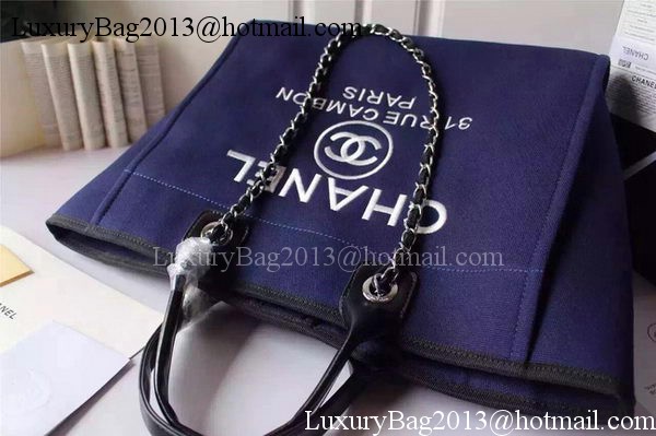 Chanel Large Canvas Tote Shopping Bag A5002 Blue Chanel Large Canvas Tote Shopping Bag A5002 Blue