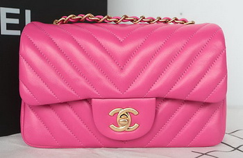 Chanel Classic MINI Flap Bag Chevron Sheepskin Leather A1119 Rose Chanel Classic MINI Flap Bag Chevron Sheepskin Leather A1119 Rose
