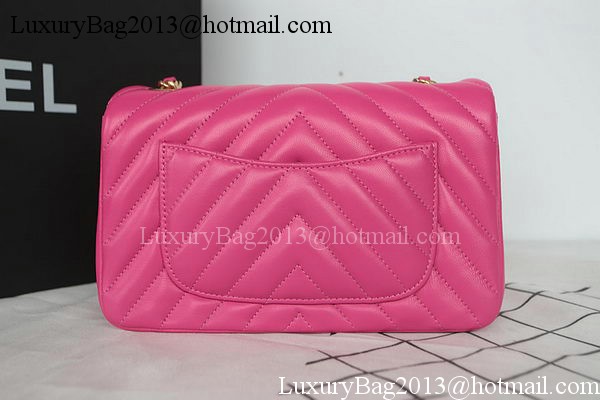 Chanel Classic MINI Flap Bag Chevron Sheepskin Leather A1119 Rose Chanel Classic MINI Flap Bag Chevron Sheepskin Leather A1119 Rose