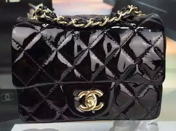 Chanel Classic mini Flap Bag Black Original Patent Leather CF7171 Gold Chanel Classic mini Flap Bag Black Original Patent Leather CF7171 Gold
