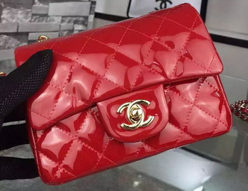 Chanel Classic mini Flap Bag Red Original Patent Leather CF7171 Gold Chanel Classic mini Flap Bag Red Original Patent Leather CF7171 Gold