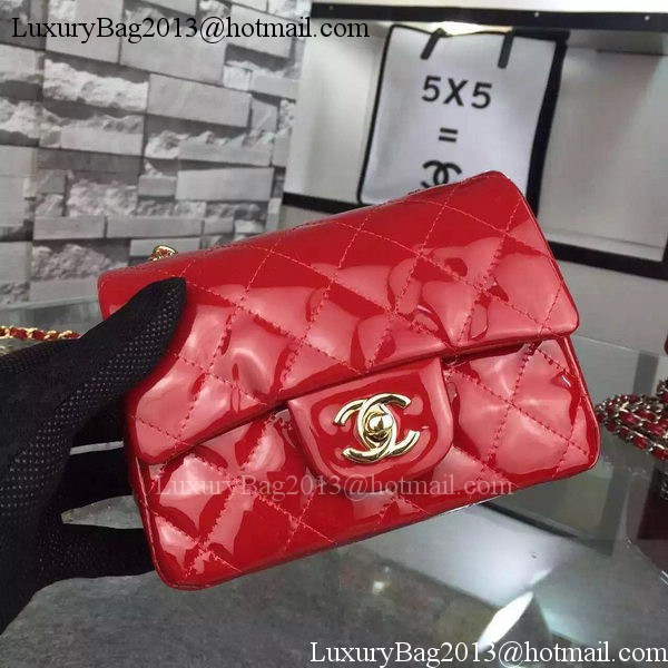 Chanel Classic mini Flap Bag Red Original Patent Leather CF7171 Gold Chanel Classic mini Flap Bag Red Original Patent Leather CF7171 Gold