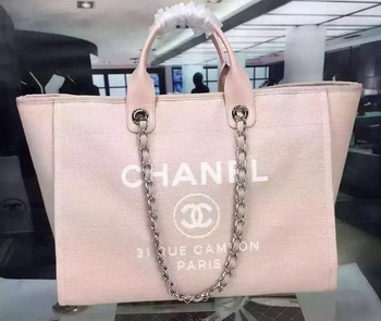 Chanel Large Canvas Tote Shopping Bag A1679 Pink Chanel Large Canvas Tote Shopping Bag A1679 Pink
