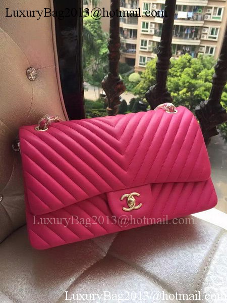 Chanel Classic Flap Bag Rose Sheepskin Chevron Quilting A1113 Gold Chanel Classic Flap Bag Rose Sheepskin Chevron Quilting A1113 Gold