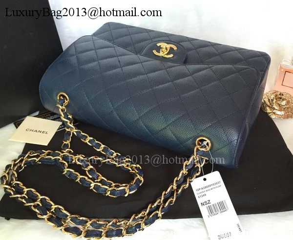 Chanel Jumbo Double Flaps Bag Blue Cannage Pattern A36097 Gold Chanel Jumbo Double Flaps Bag Blue Cannage Pattern A36097 Gold
