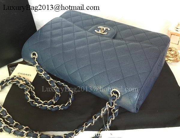 Chanel Jumbo Double Flaps Bag Blue Cannage Pattern A36097 Silver Chanel Jumbo Double Flaps Bag Blue Cannage Pattern A36097 Silver