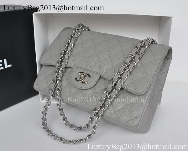 Chanel Jumbo Double Flaps Bag Grey Cannage Pattern A36097 Silver Chanel Jumbo Double Flaps Bag Grey Cannage Pattern A36097 Silver