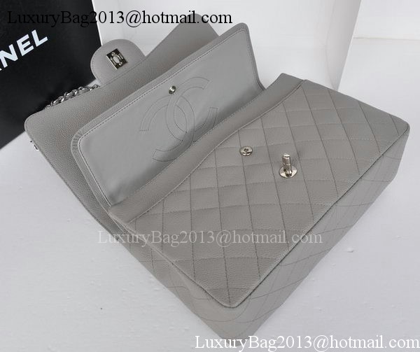 Chanel Jumbo Double Flaps Bag Grey Cannage Pattern A36097 Silver Chanel Jumbo Double Flaps Bag Grey Cannage Pattern A36097 Silver