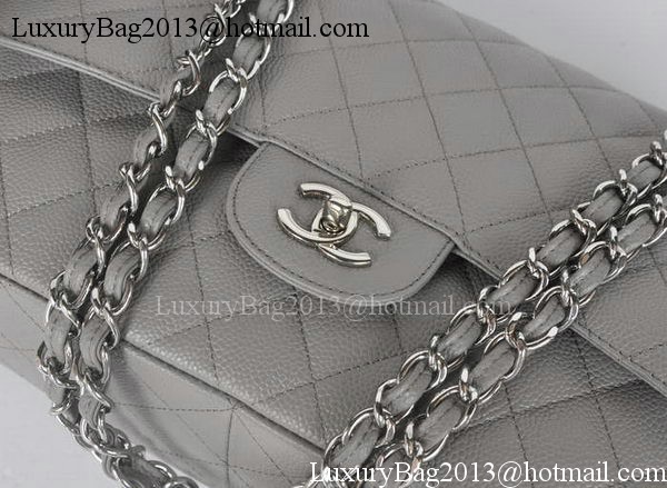 Chanel Jumbo Double Flaps Bag Grey Cannage Pattern A36097 Silver Chanel Jumbo Double Flaps Bag Grey Cannage Pattern A36097 Silver
