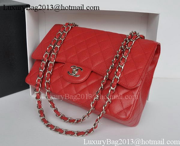 Chanel Jumbo Double Flaps Bag Red Cannage Pattern A36097 Silver Chanel Jumbo Double Flaps Bag Red Cannage Pattern A36097 Silver