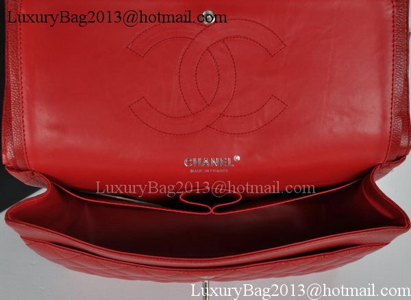 Chanel Jumbo Double Flaps Bag Red Cannage Pattern A36097 Silver Chanel Jumbo Double Flaps Bag Red Cannage Pattern A36097 Silver
