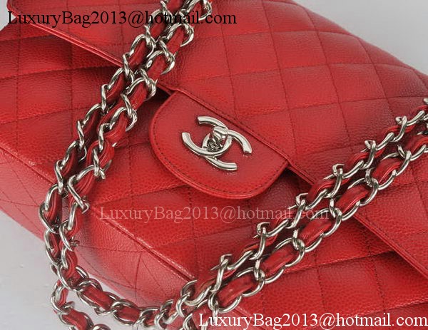 Chanel Jumbo Double Flaps Bag Red Cannage Pattern A36097 Silver Chanel Jumbo Double Flaps Bag Red Cannage Pattern A36097 Silver