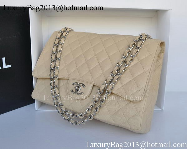 Chanel Maxi Classic Bag A36098 Apricot Cannage Pattern Silver Chanel Maxi Classic Bag A36098 Apricot Cannage Pattern Silver