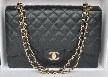 Chanel Maxi Classic Bag A36098 Black Cannage Pattern Gold Chanel Maxi Classic Bag A36098 Black Cannage Pattern Gold