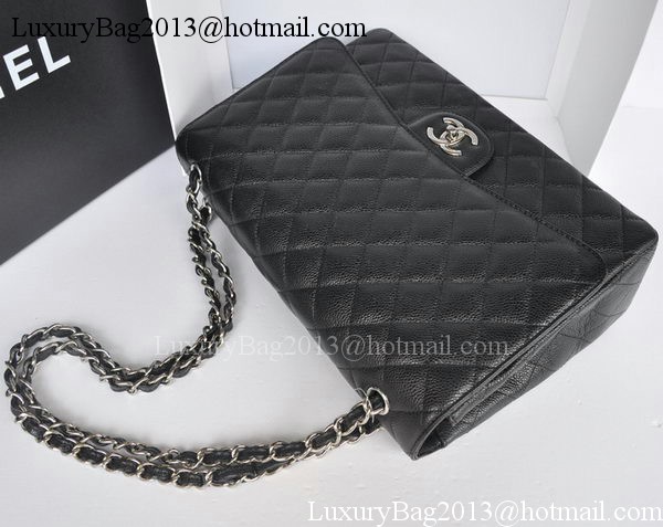 Chanel Maxi Classic Bag A36098 Black Cannage Pattern Silver Chanel Maxi Classic Bag A36098 Black Cannage Pattern Silver