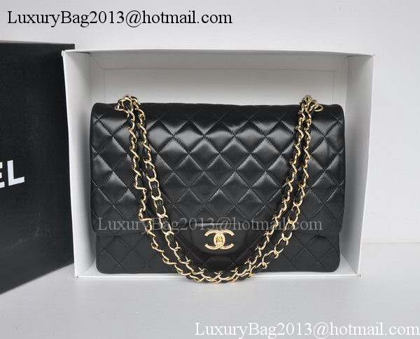 Chanel Maxi Classic Bag A36098 Black Sheepskin Gold Chanel Maxi Classic Bag A36098 Black Sheepskin Gold