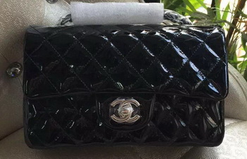 Chanel mini Classic Flap Bag Black Original Patent A1116 Silver Chanel mini Classic Flap Bag Black Original Patent A1116 Silver